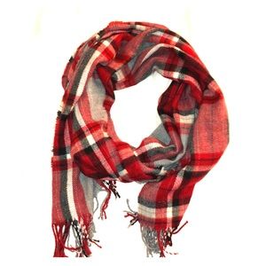 JCrew Red Plaid Winter Scarf